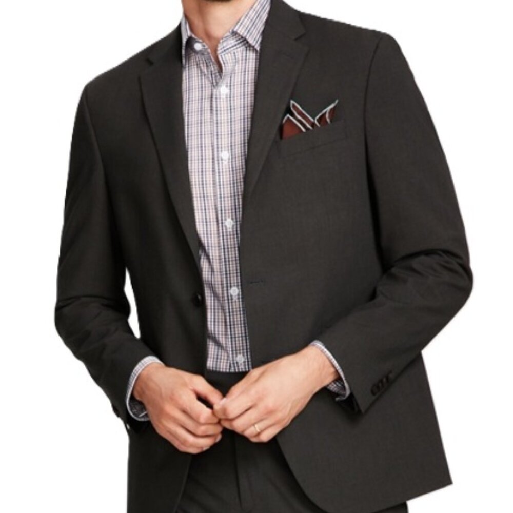 Kenneth Cole Reaction Mens Slim Fit Suit Jacket Blazer 38S Dark Grey Olive Solid - Picture 8 of 8